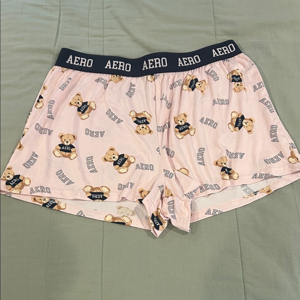 Aeropostale Pink Teddy-Print Athletic Lounge Shorts